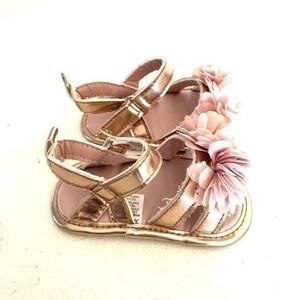 FIRST STEPS Pink chiffon flower baby sandals- 6-9M